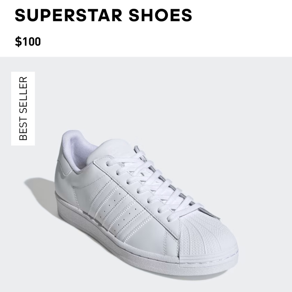 Adidas superstar all white shoes